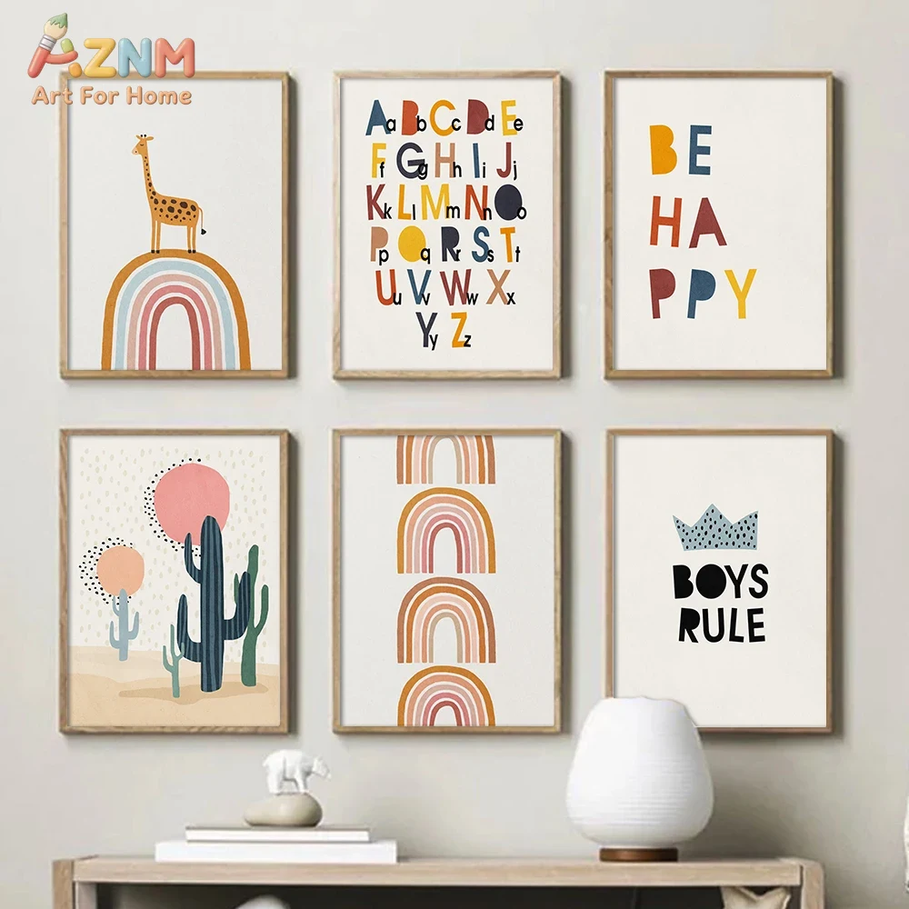 Kids Educational Posters - Rainbow Alphabet Poster Educational ABC Letter
