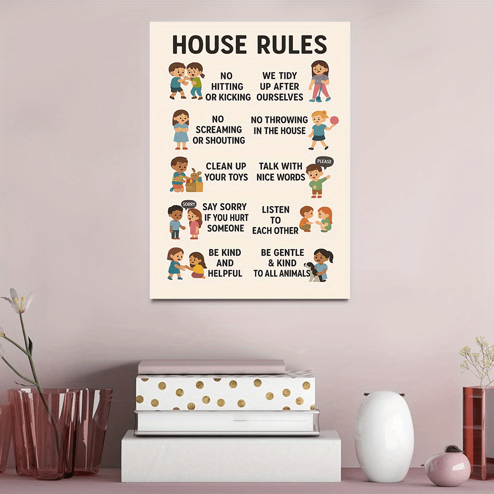 Kids Educational Posters - 1pc Kids Room Rules Canvas Wall