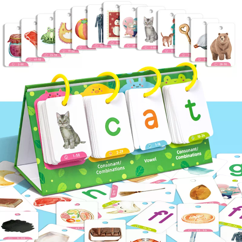 Kids Education Charts - Kids CVC Words Flashcards Phonics Flip