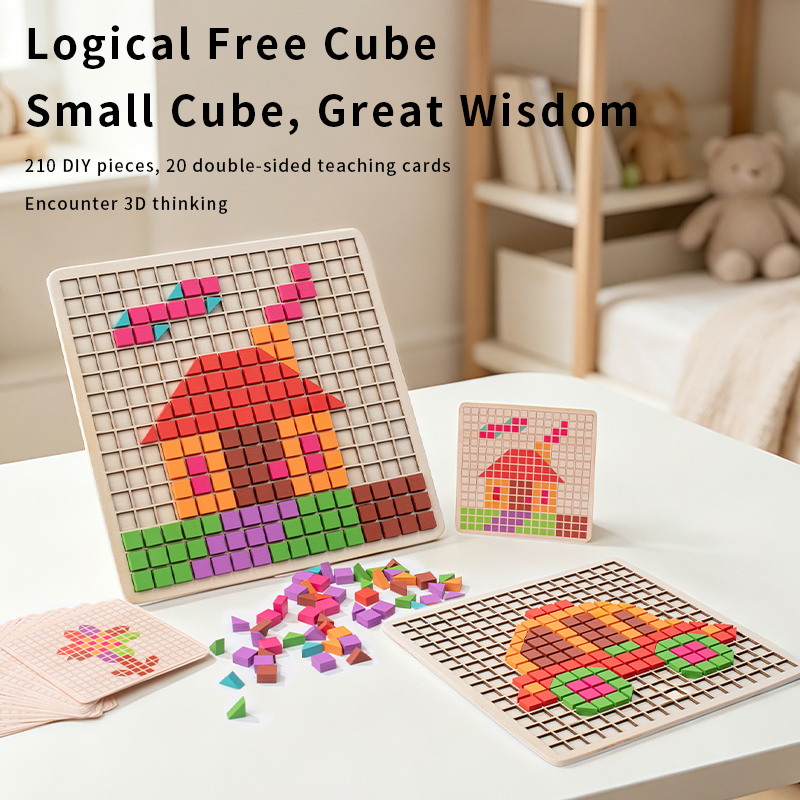 Kids Educational Game 3 - Wooden Logical Cube Puzzle - Montessori