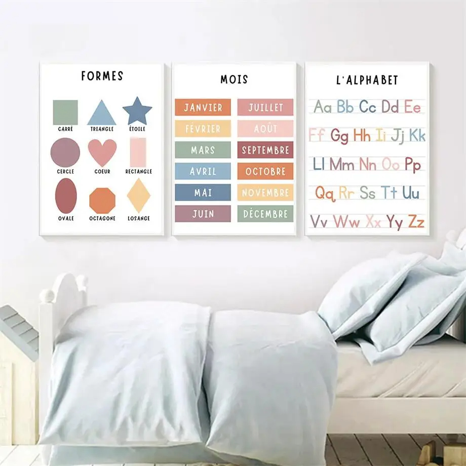 English French Number Alphabet - Kids Educational Posters reseña y precio