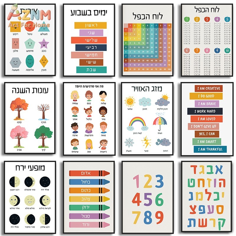 AZNM Hebrew Educational Kids C - Kids Education Charts reseña y precio