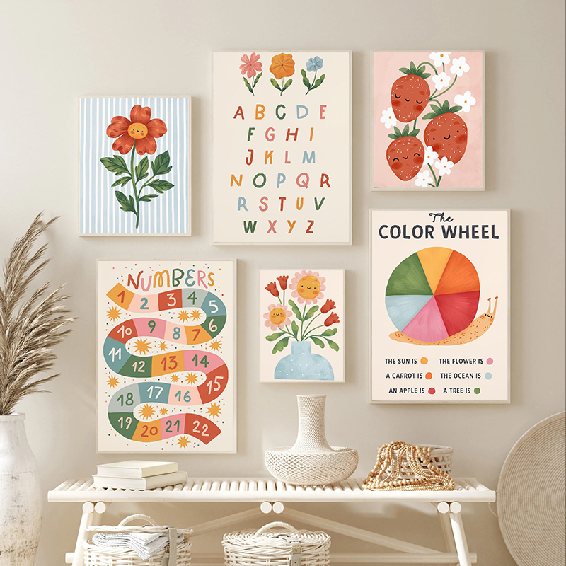 Floral Alphabet Education Kid  - Kids Educational Posters reseña y precio