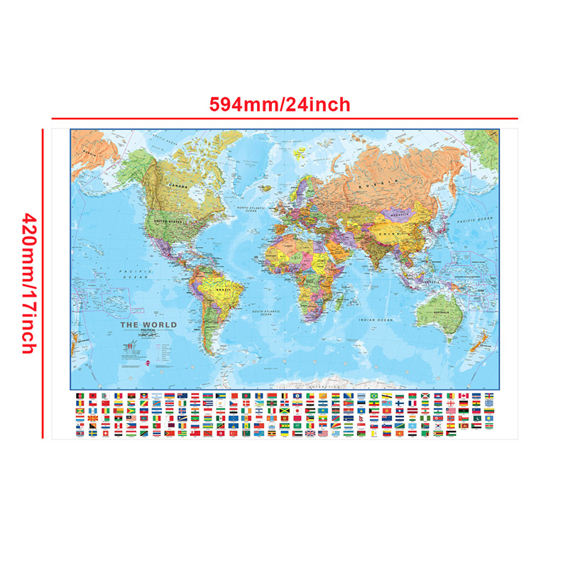 A2 Map of The World 59*42cm wi - Kids Educational Posters reseña y precio