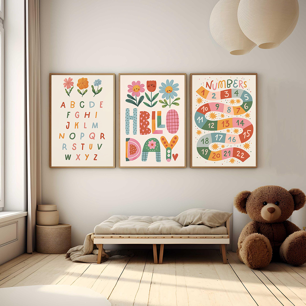 Floral Alphabet Education Kid  - Kids Educational Posters reseña y precio