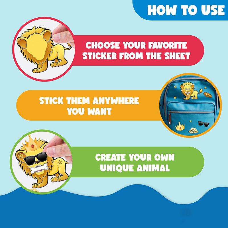 Cartoon Safari Animals Sticker - Kids Education Money reseña y precio