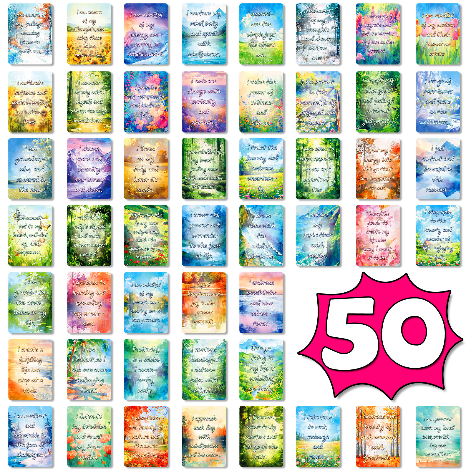 50Pcs Watercolor Landscape Ins - Inspirational Kids Education Quotes reseña y precio