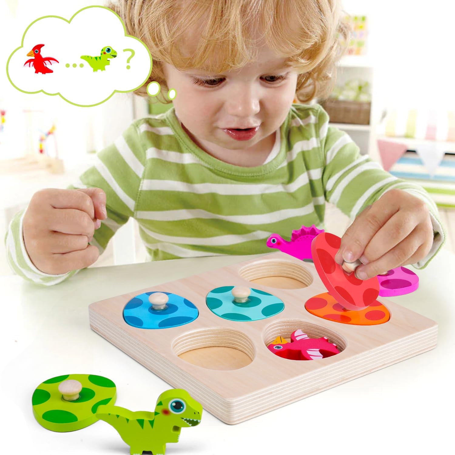Wooden Dinosaur Jigsaw Puzzle  - Kids Educational Game 3 reseña y precio